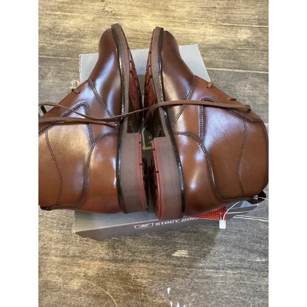 Stacy Adams Kyron Plain Toe Lace Up Chukka Boots in Cognac Size 9.5
